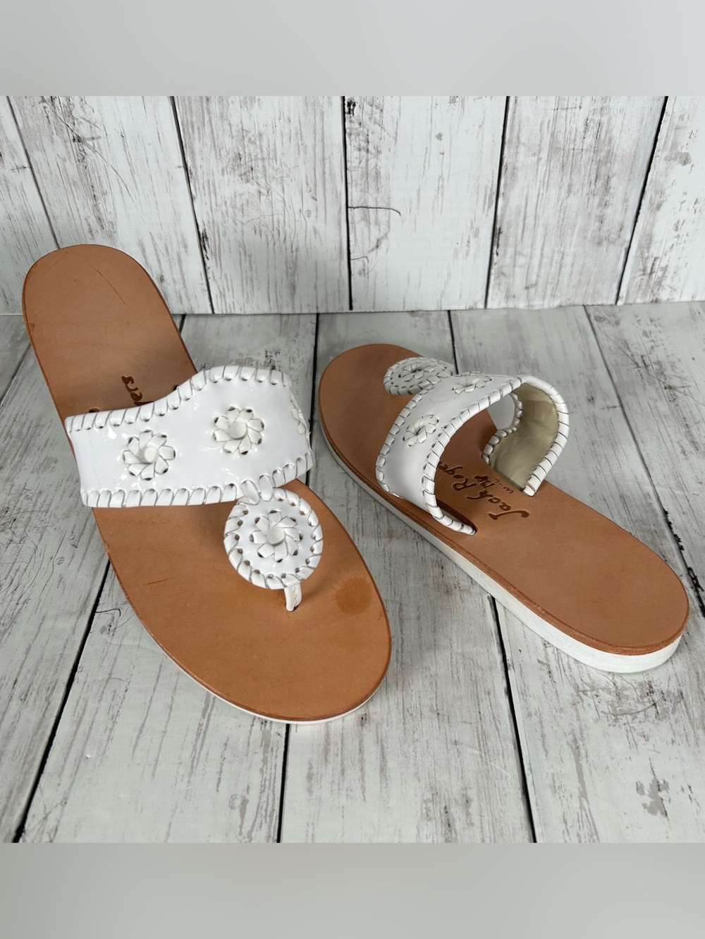 Jack Rogers Boating Jack White Patent Leather Sandals 7
